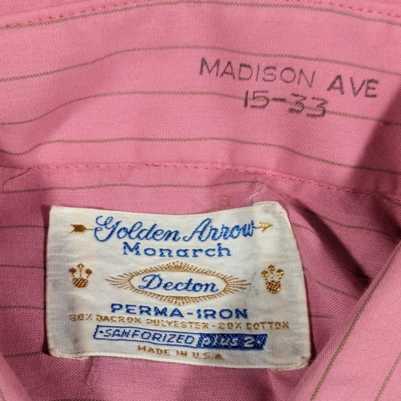 Vintage 50s Golden Arrow Pinstripe Monarch Decton Perma Iron Sanforized Sz Large - Picture 7 of 7